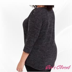 Torrid Women's Soft Plush V Neck Lace Up Sweater Grey Sz Torrid 0 12-L